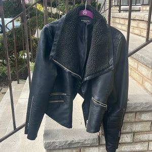 Faux leather short jacket